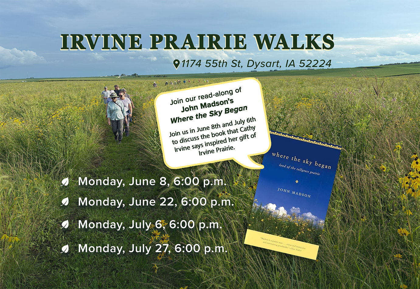 Irvine Prairie Walks June-July Promo image