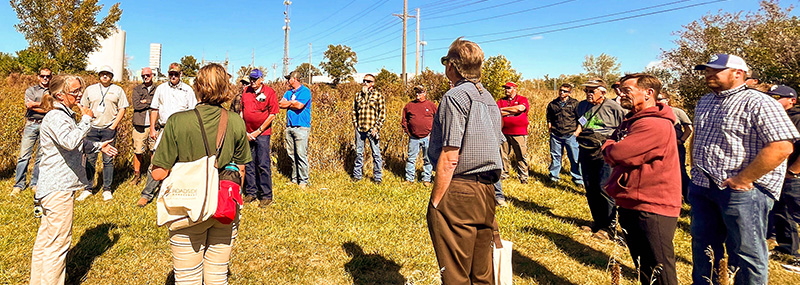 A group of roadside managers participating in a field day activity.