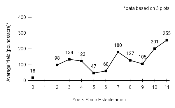 sideoats grama (Bouteloua curtipendula) yield graph