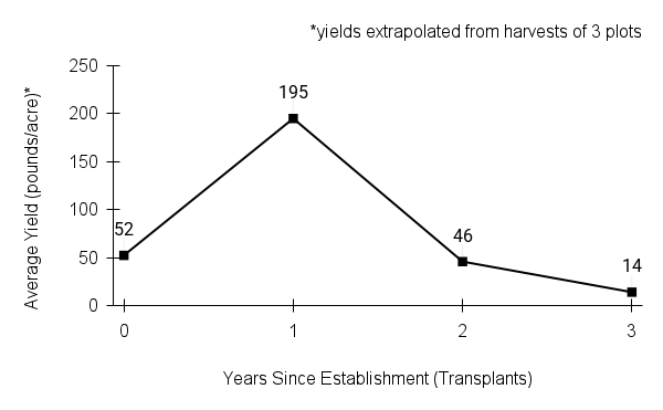 Lobelia siphilitica (great blue lobelia) yield graph
