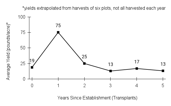 Solidago speciosa (showy goldenrod) yield graph