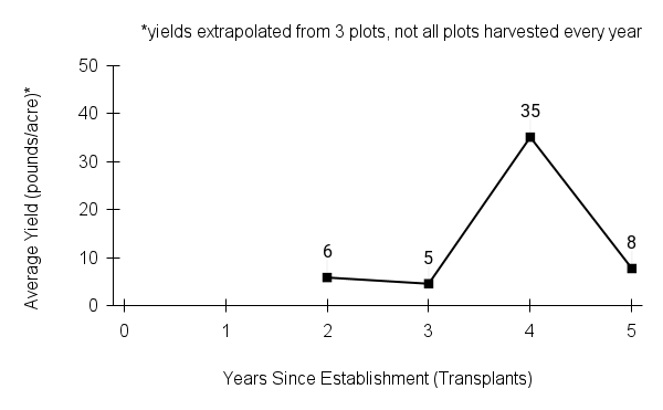 Spartina pectinata (prairie cordgrass) yield graph