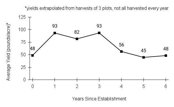 Tradescantia ohiensis (bluejacket) yield graph